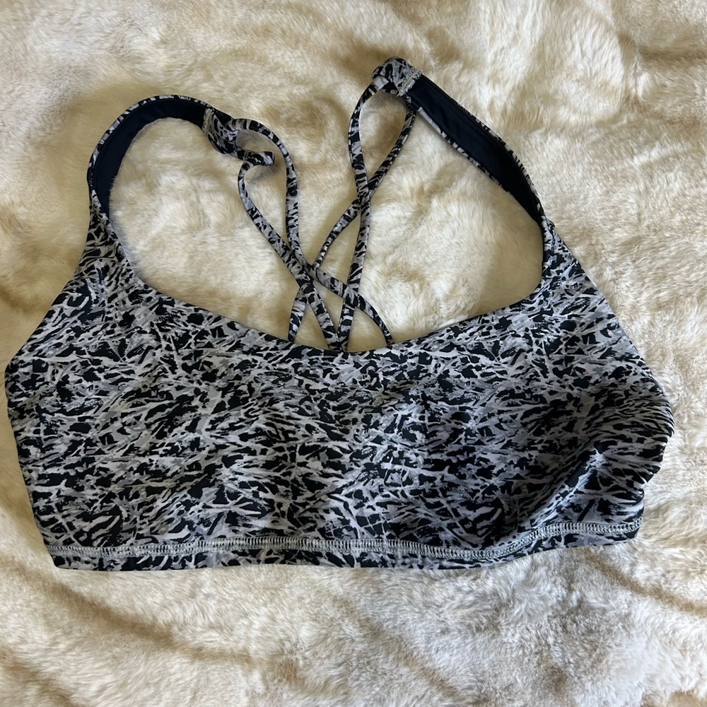 Lululemon Athletica Black and White Free To Be Patterned Sports Bra